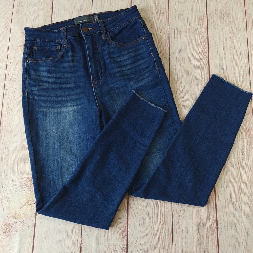Indigo Rising high waisted cropped jeans raw hem sz 7/28